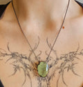 Prehnite & Dark Sterling Silver Pendant Necklace